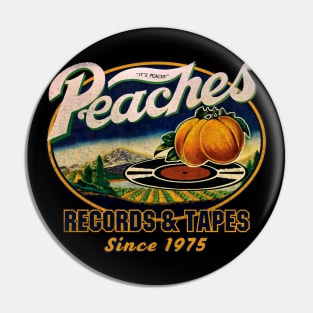 Peaches Records and Tapes 1975 Worn Pin