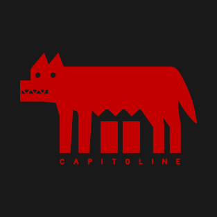 Minimalist design of Capitoline Wolf. Art in red ink T-Shirt