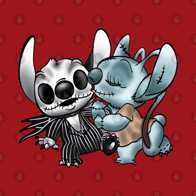 Stitch & Angel Nightmare Before Xmas by Danispolez_illustrations