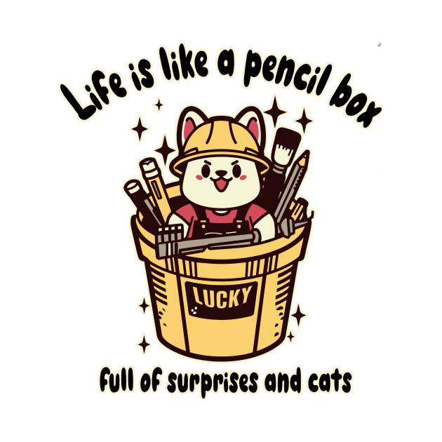 Cats with pencil box T-Shirt 01 by ToddT