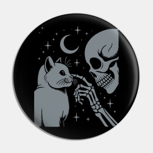 Mystical Black Cute Cat Skeleton Hand Boop Karma Cat Lovers Pin