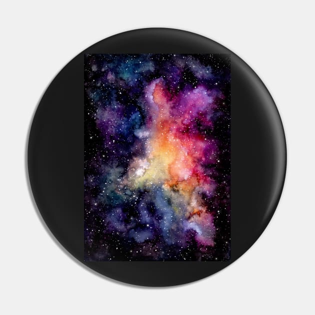 Watercolor Bright Pink Galaxy and Outer Space Pin by Cordata