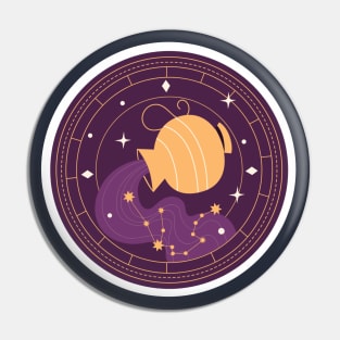 Aquarius Sign Design Pin