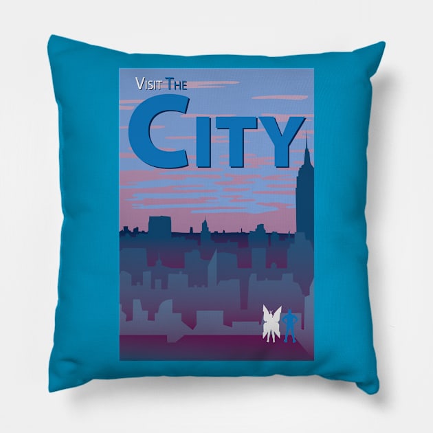 Visit The City Poster Pillow by MadArtisan