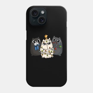 Christmas Cat Gifts Presents Tangled Lights Phone Case