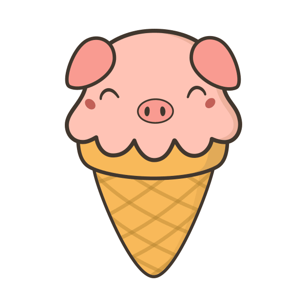 Appetizing Kawaii Cute Pig Ice Cream by happinessinatee