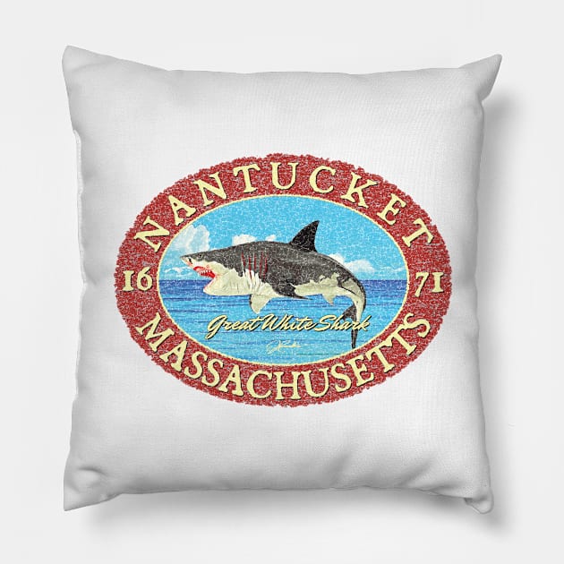 Nantucket, Massachusetts, Great White Shark Pillow by jcombs