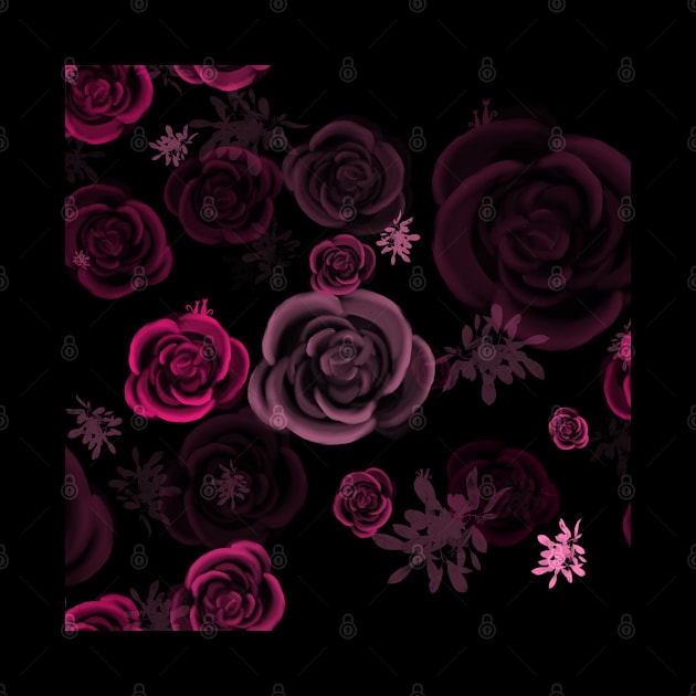 Pink abstract roses by Kcinnik