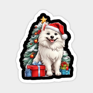 Christmas American Eskimo Dog Santa Hat Xmas Family Sweater Magnet