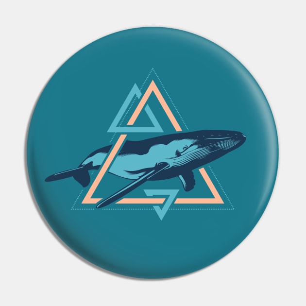 Swimming Humpback Whale, Blue Pin by yulia-rb