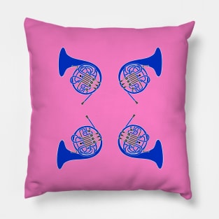 French Horn Pattern blue and Pink Pillow