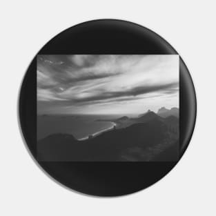 Rio de Janeiro's Copacabana Beach With Dramatic Sky in Black and White Pin