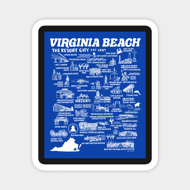 Virginia Beach Map Magnet by fiberandgloss