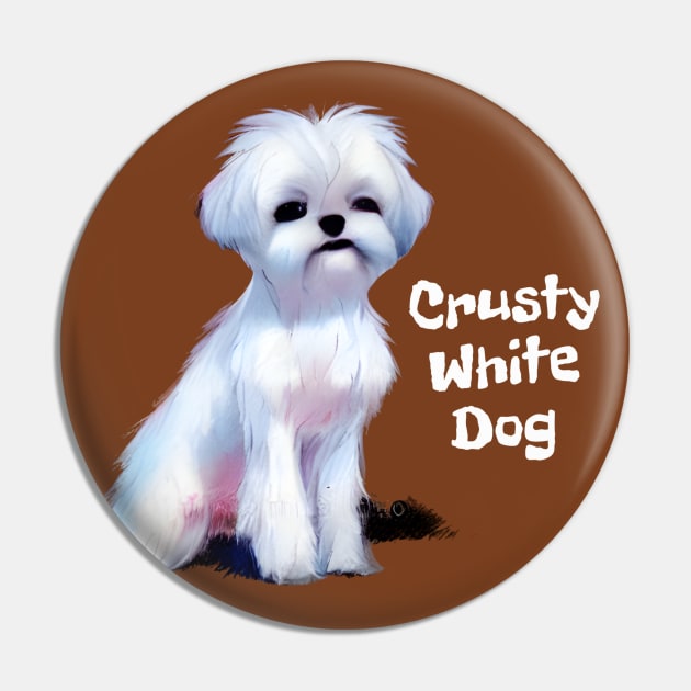 Cute Little Crusty White Dog with Fluffy Curly Haired Pin by Mochabonk