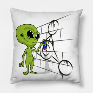 Alien Graffiti Artist Street Art Pillow