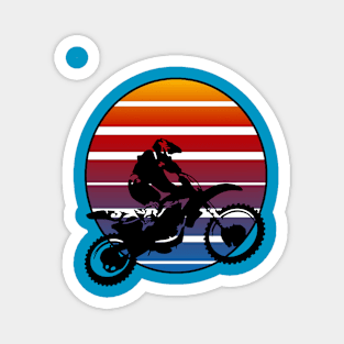 Motor X Silhouette Dirt Bike Against Retro Sunset Magnet