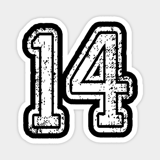 Number 14 Grungy in white Magnet by Sterling