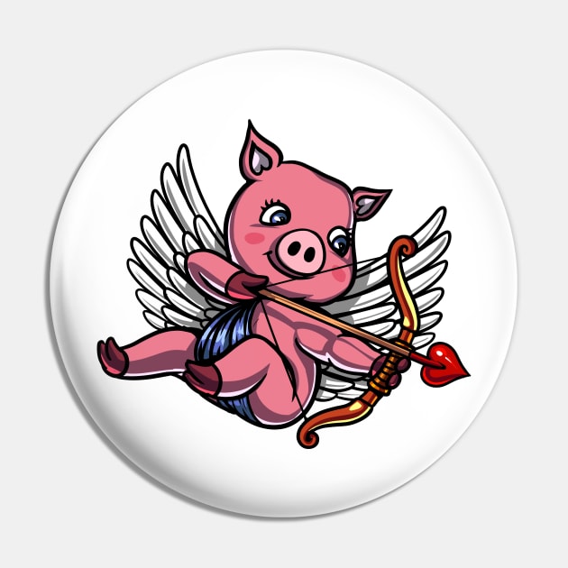 Pig Valentines Day Cupid Pin by underheaven