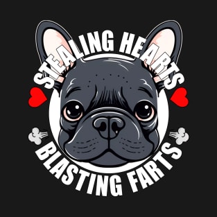 Funny French Bulldog Stealing Hearts Blasting Farts Frenchie T-Shirt