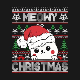 Meowy Christmas Funny Christmas T-Shirt