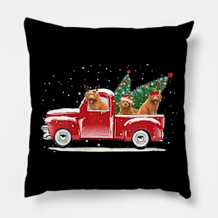 Christmas Truck Pick Up Tree Funny Dog Lover Pillow