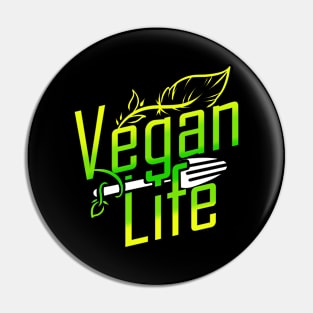 Vegan Life Logo With Fork - Go Vegan Pin