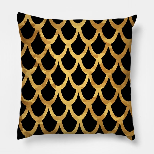 MERMAID Scales Gold And Black Pillow by SartorisArt1