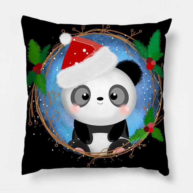 Cute little Christmas Panda Pillow by Miruna Mares