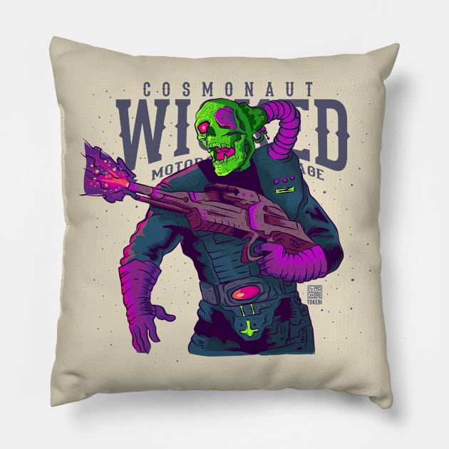 G.I Joe Cosmonaut Skull Neon Soldier Pillow by TOKEBI