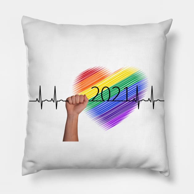 Pulse line 2021 Pillow by Feminist Foodie