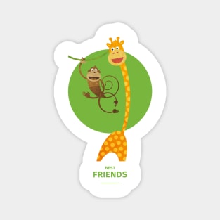 Illustration nursery for friends - giraffe and monkey Magnet