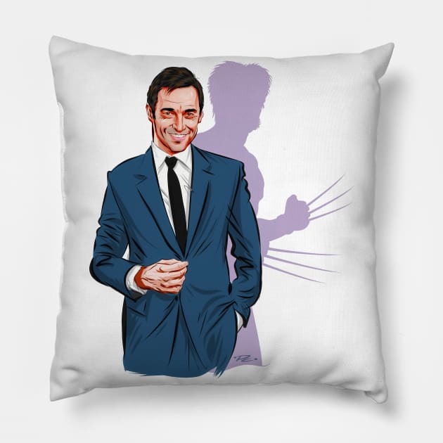 Hugh Jackman - An illustration by Paul Cemmick Pillow by PLAYDIGITAL2020