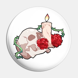 Skull and Roses Pin