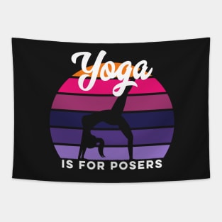 Yoga Is For Posers Silhouette Sunset Funny Retro Vintage Tapestry