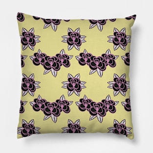 Rockabilly Punk Black Citrus Roses Pillow