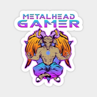 Metalhead Gamer Baphomet Meditate Blue Tone Magnet