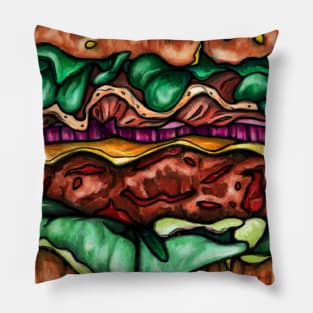 Bright cheeseburger art with bold colors Pillow