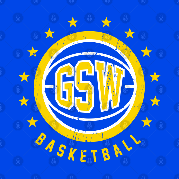 GSW Vintage Distressed Basketball by funandgames