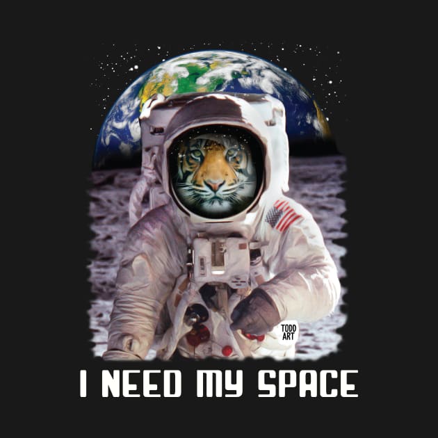 I NEED SPACE TIGER by toddgoldmanart