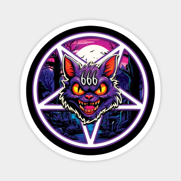 Devil Cat 666 Pentagram Magnet by Gothic Museum