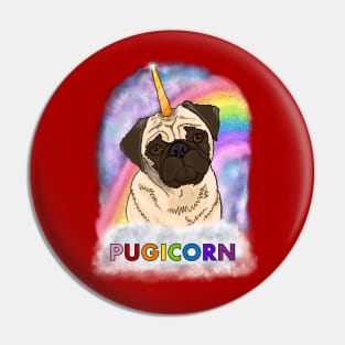 Sparkly Rainbow Pugicorn Elaine! Pin