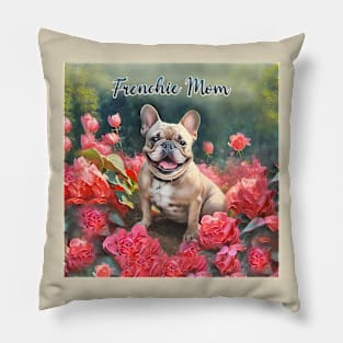 Cute French Bulldog "Frenchie Mom" all over Tote Bag Pillow