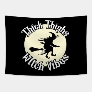 Thick Thighs Witch Vibes Vintage Witch Tapestry