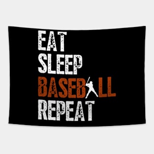 Eat Sleep Baseball Repeat, Funny Baseball Players Tapestry