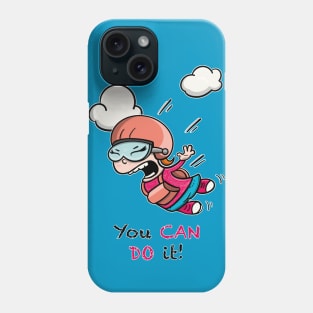 Cute courageous girl skydiving. You Can Do It! Phone Case