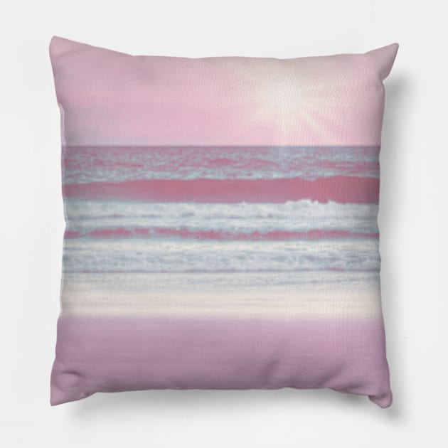 Pink Sunset Beach Pillow by deadright