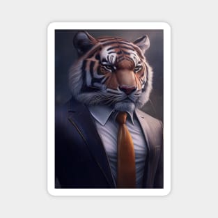 Adorable Tiger Wearing a Suit: Cute Wildlife Animals Magnet