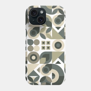 Abstract Geometric Pattern in Greys and Green Phone Case