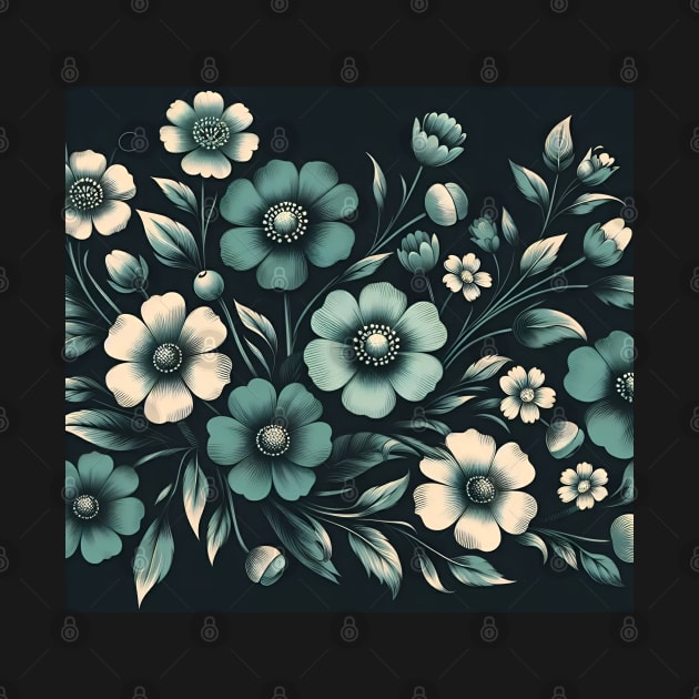 Teal Floral Illustration by Jenni Arts