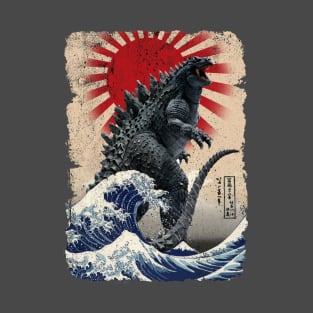 Godzilla and the Wave - Rough T-Shirt